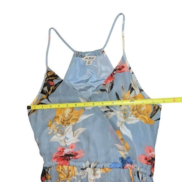 LUCKY BRAND Blue Floral Print Hi-Low Faux Wrap Dress Size XS - Picture 8 of 11